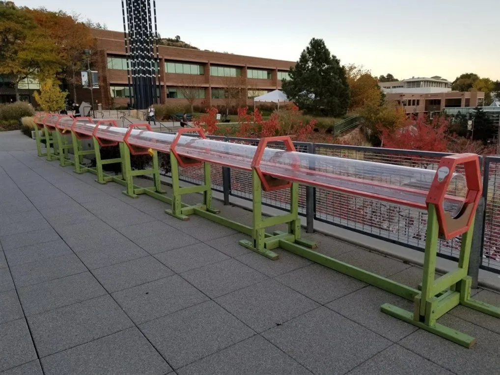 Model of a hyperloop system outside Engineering Building